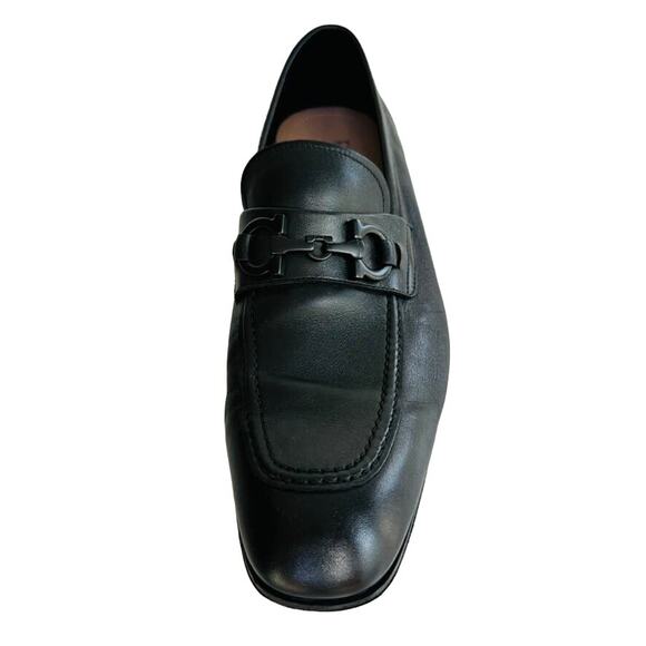 SALVATORE FERRAGAMO Asten Black Smooth Leather Bit Loafer Size 8.5 E Wide #72266 main image 2